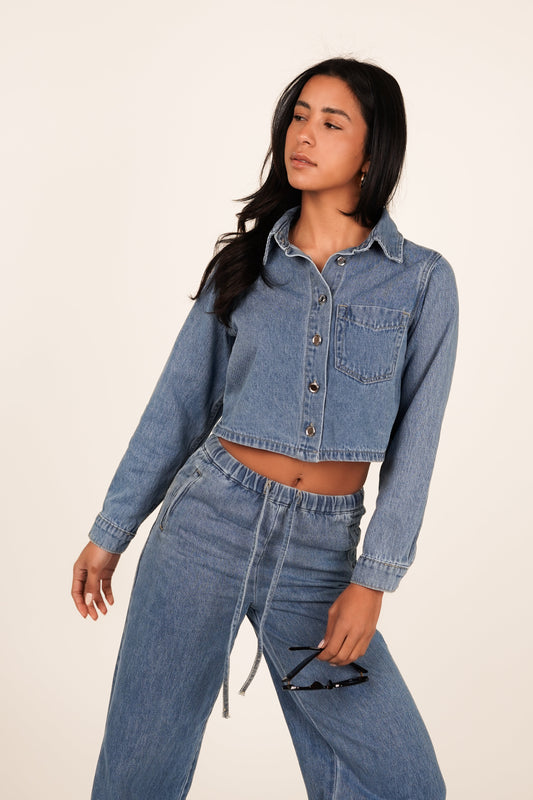 Camila® | Modrá džínová bunda Virginia Cropped